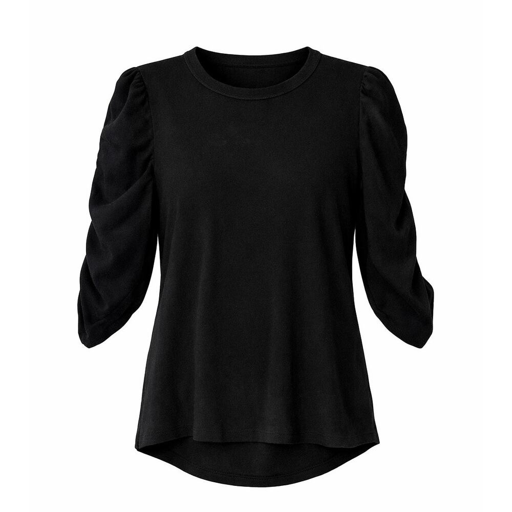 Veronica Beard Black Puff Sleeve Basic Classic Te… - image 1